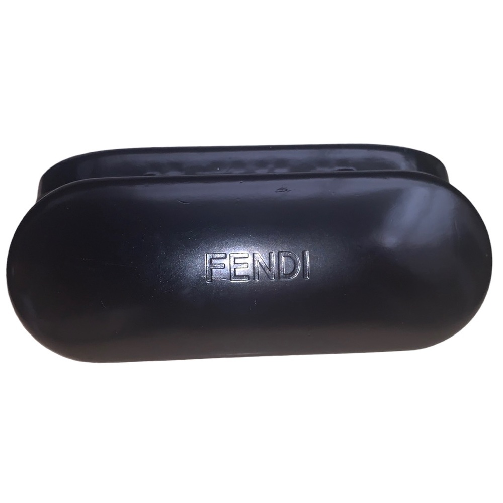 VTG FENDI Black Leather Unisex Eyeglasses Sunglasses Hard Shell Case Hinge